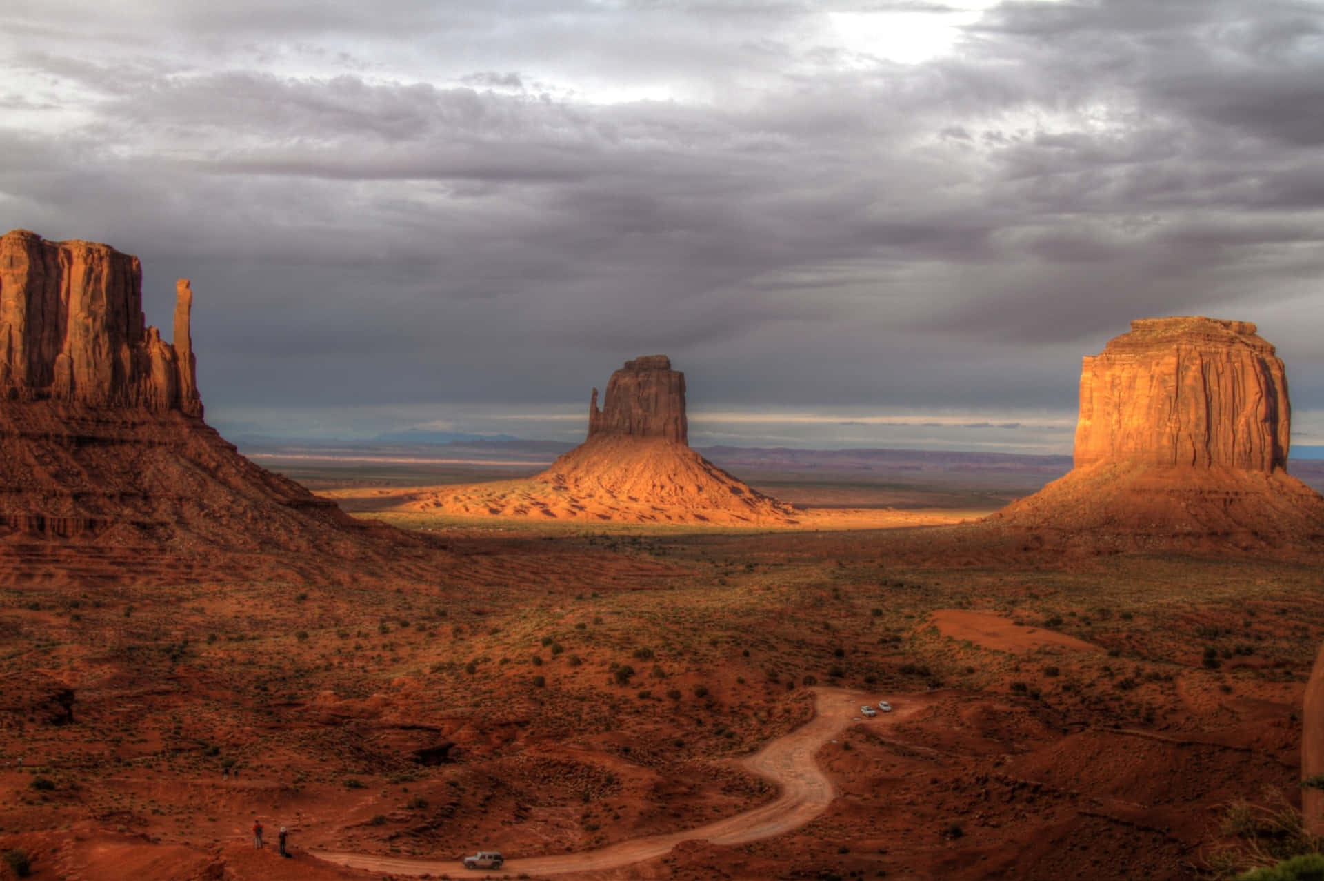 Monument Valley Navajo Tribal Park Dark Clouds Background