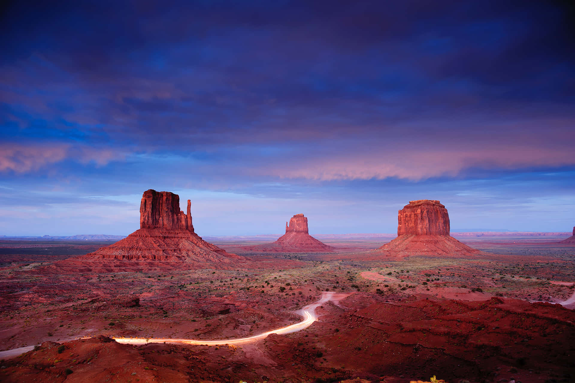 Monument Valley Navajo Tribal Park Dusk Background