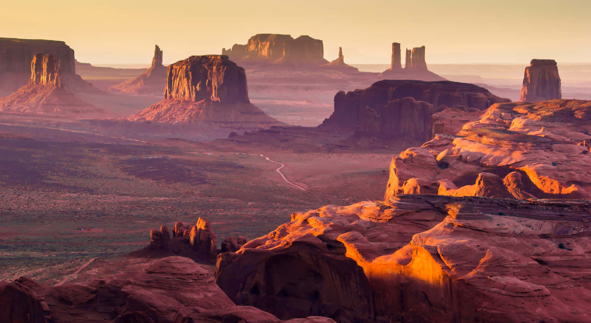 Monument Valley Navajo Tribal Park Sunset Background