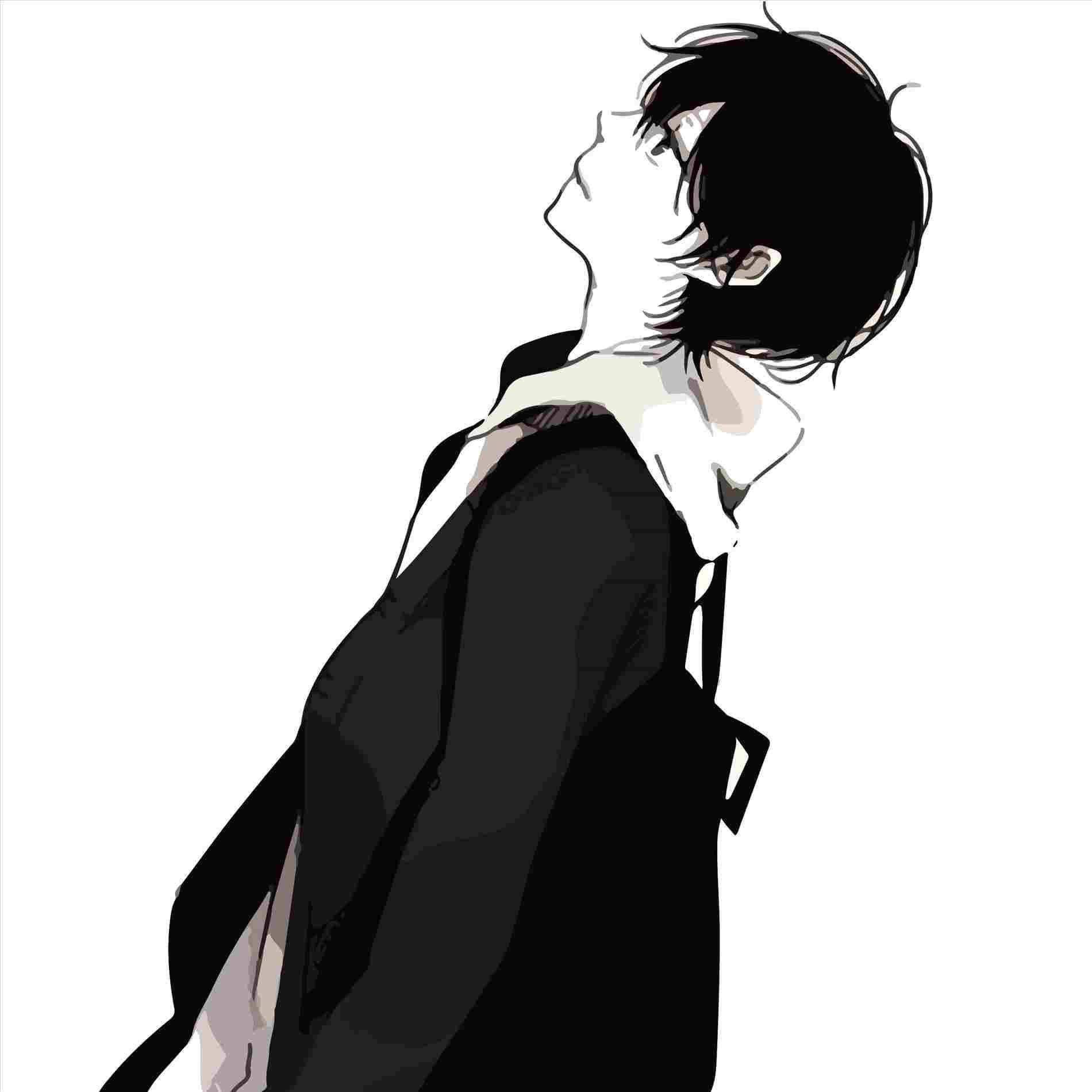 Moodful Monochrome - A Sad Anime Boy Pfp Background