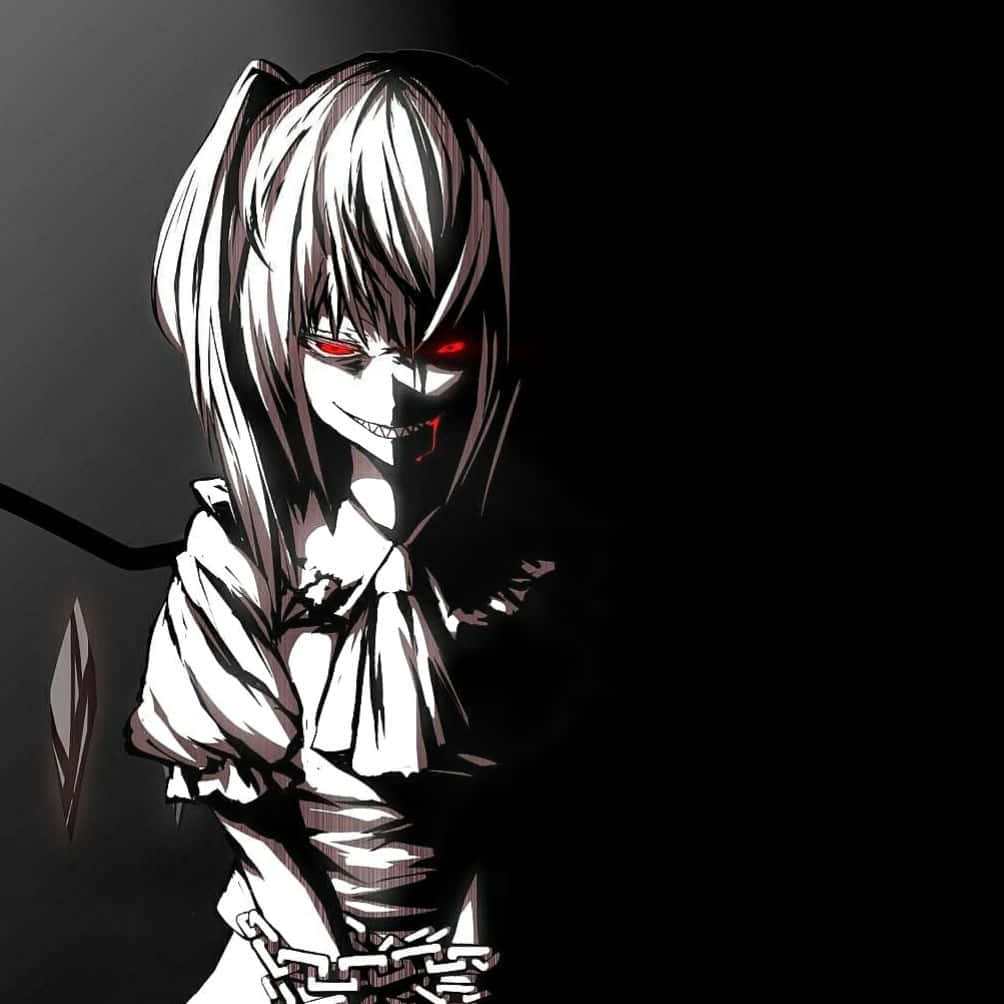 Moody Psycho Anime Girl Emotionally Contemplating Background