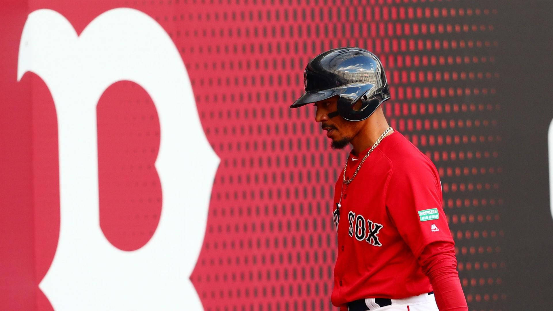 Mookie Betts In Red Sox Background