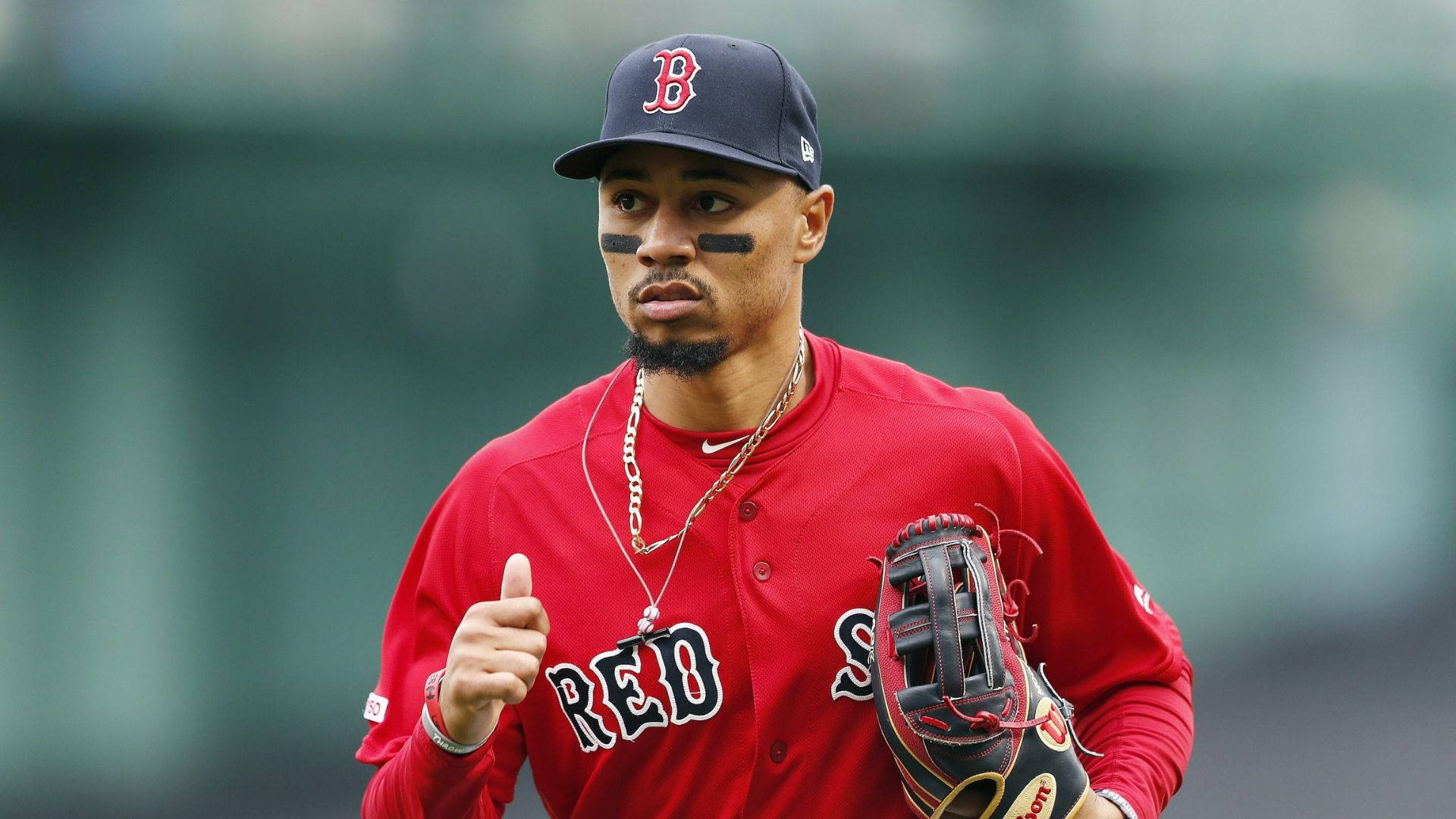 Mookie Betts In Red Sox Background
