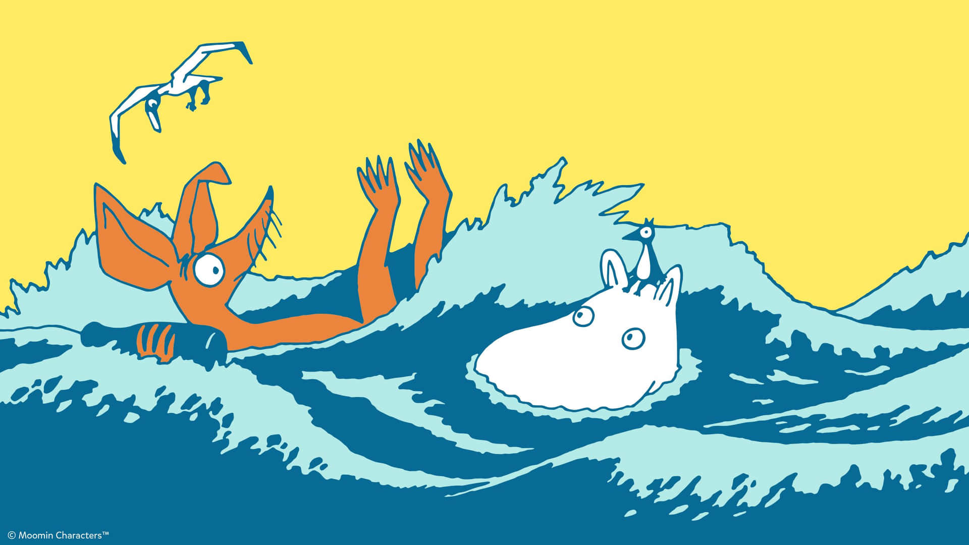 Moomin Desktop Beach Fun Background