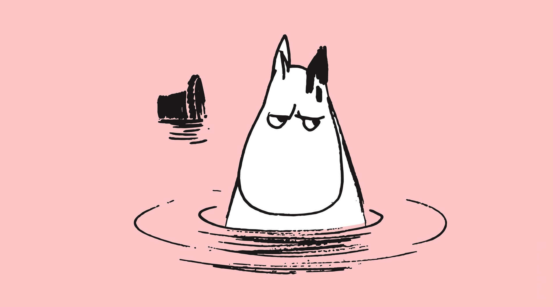 Moomin Desktop Drawing In Pink Lake Background