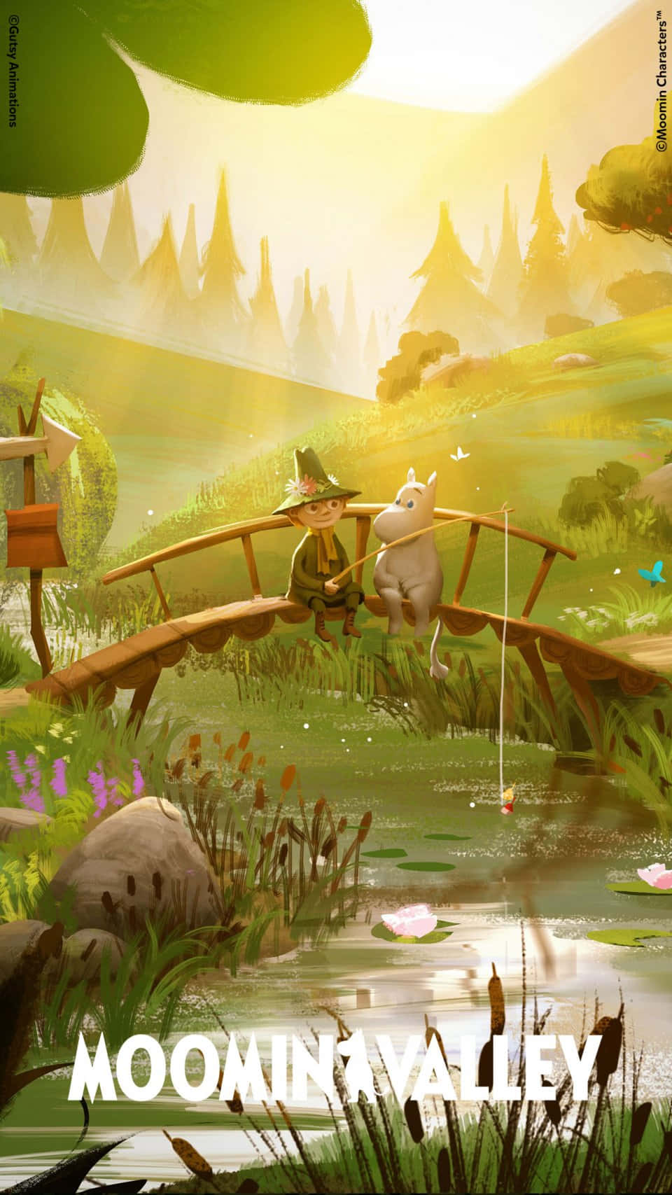 Moomin Desktop Fishing On Bridge Background