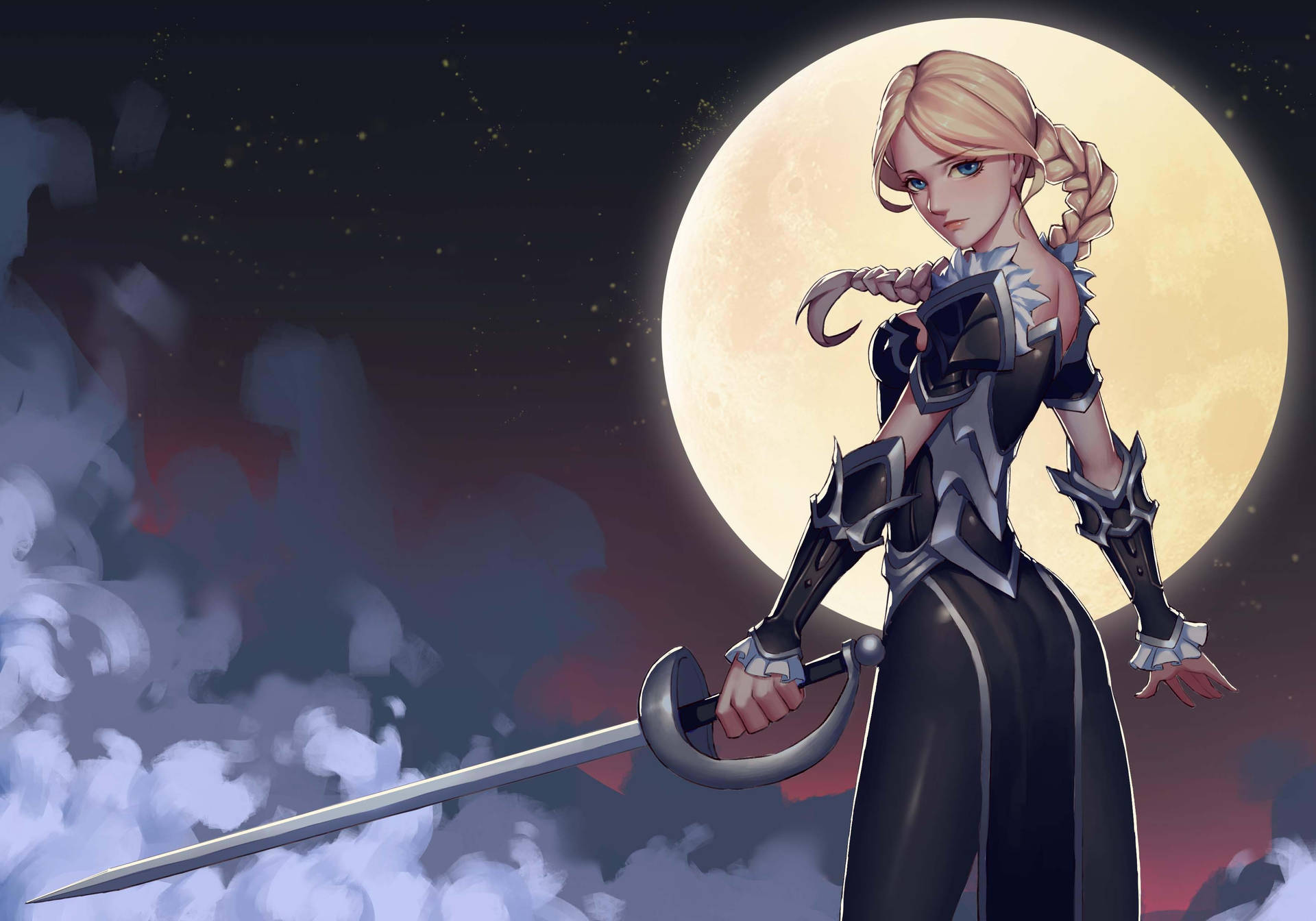 Moon 4k Anime Girl Warrior With Sword