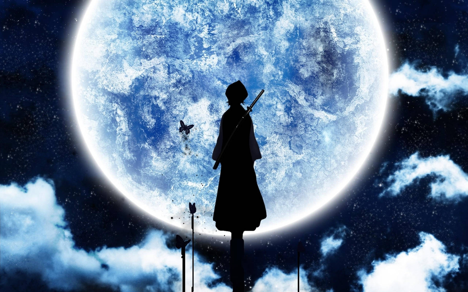 Moon 4k Bleach Rukia Kuchiki Silhouette