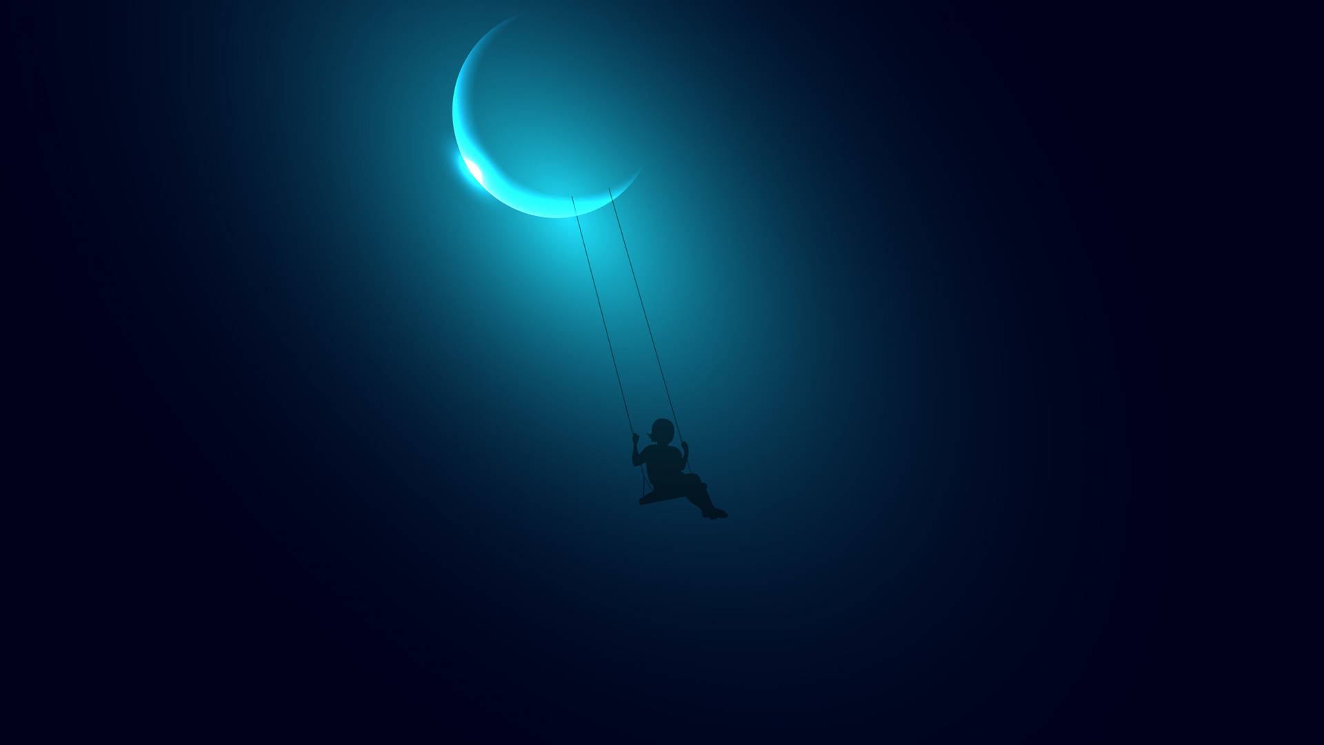 Moon 4k Child Swinging Blue Aesthetic