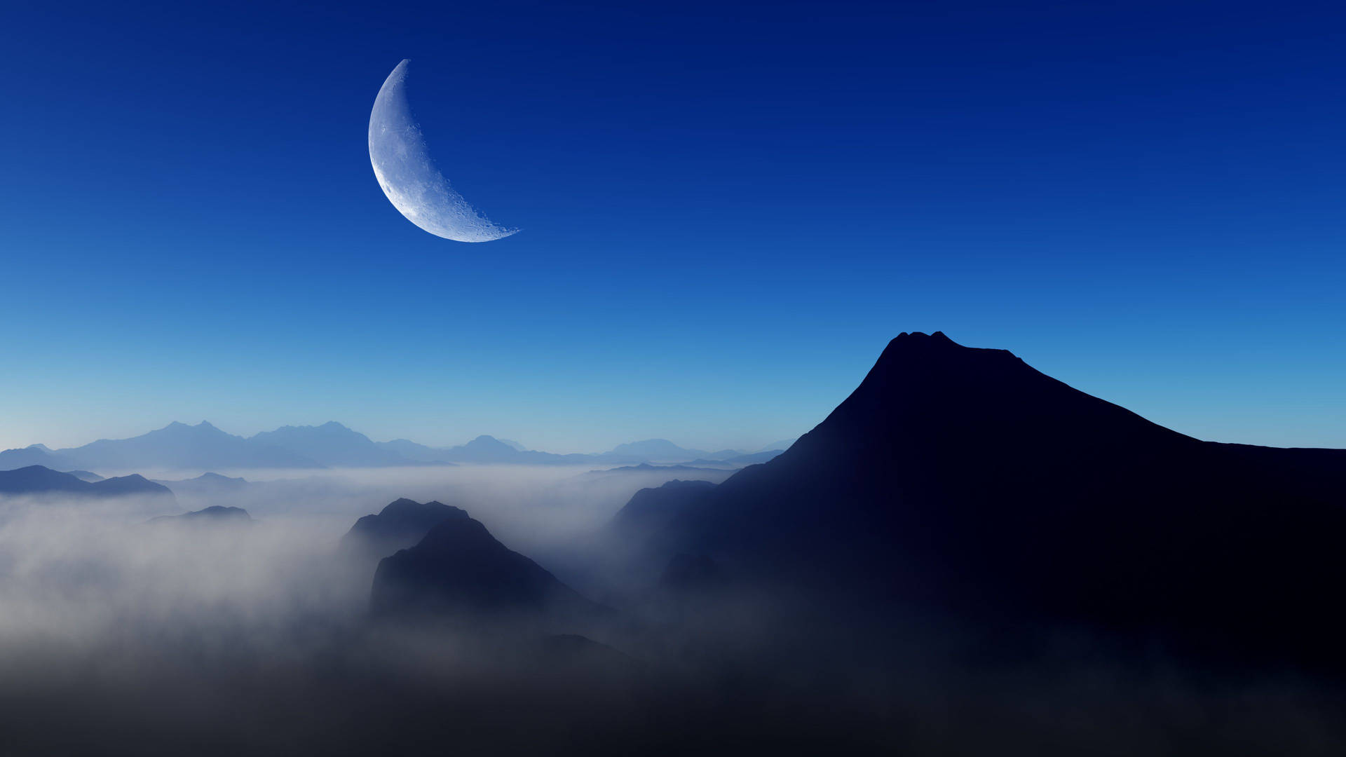 Moon 4k Faded Over Mountain