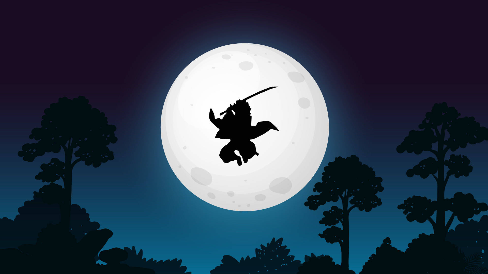 Moon 4k Ninja Jumping With Sword Background
