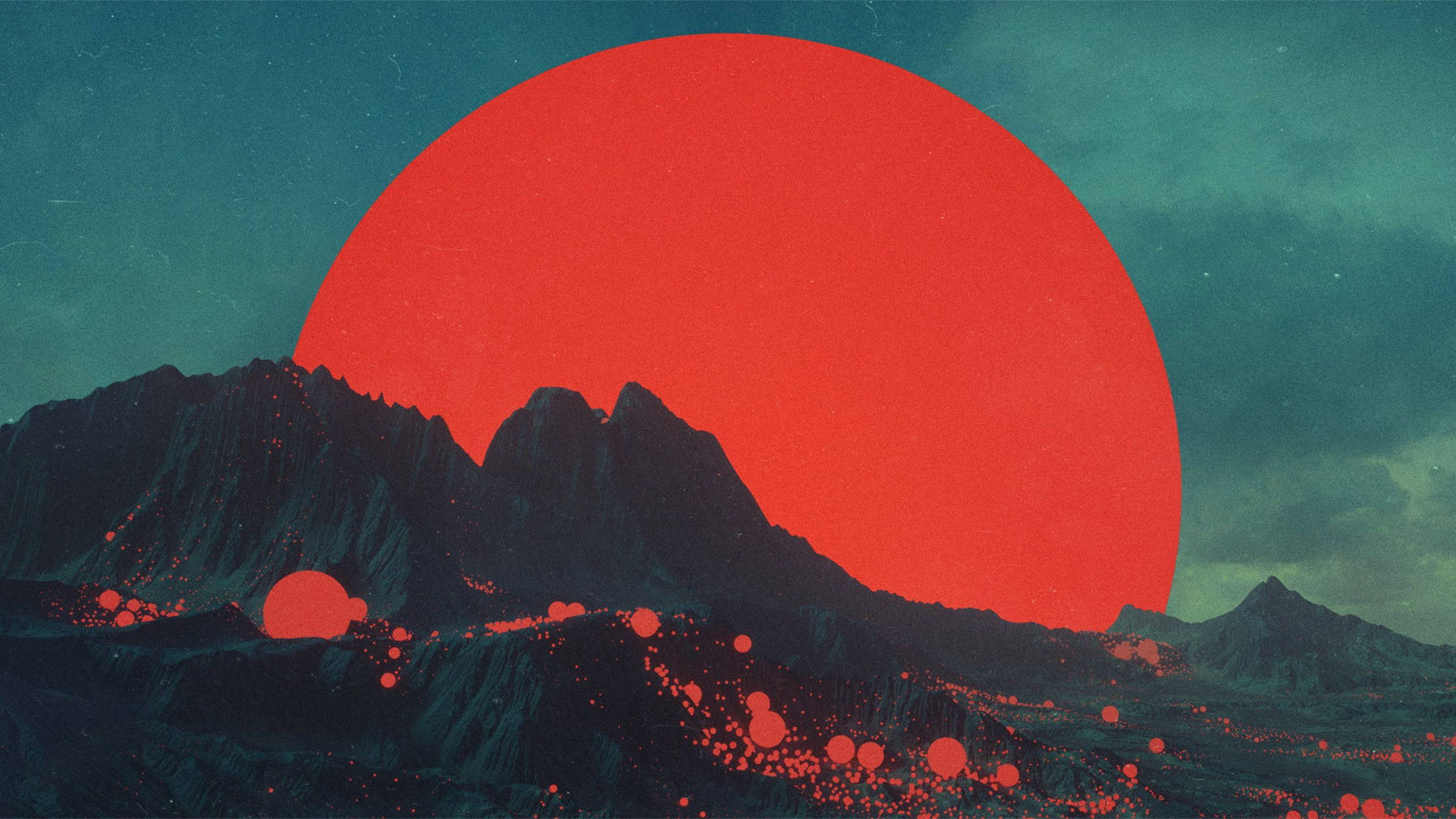 Moon 4k Red Aesthetic On Mountains Background