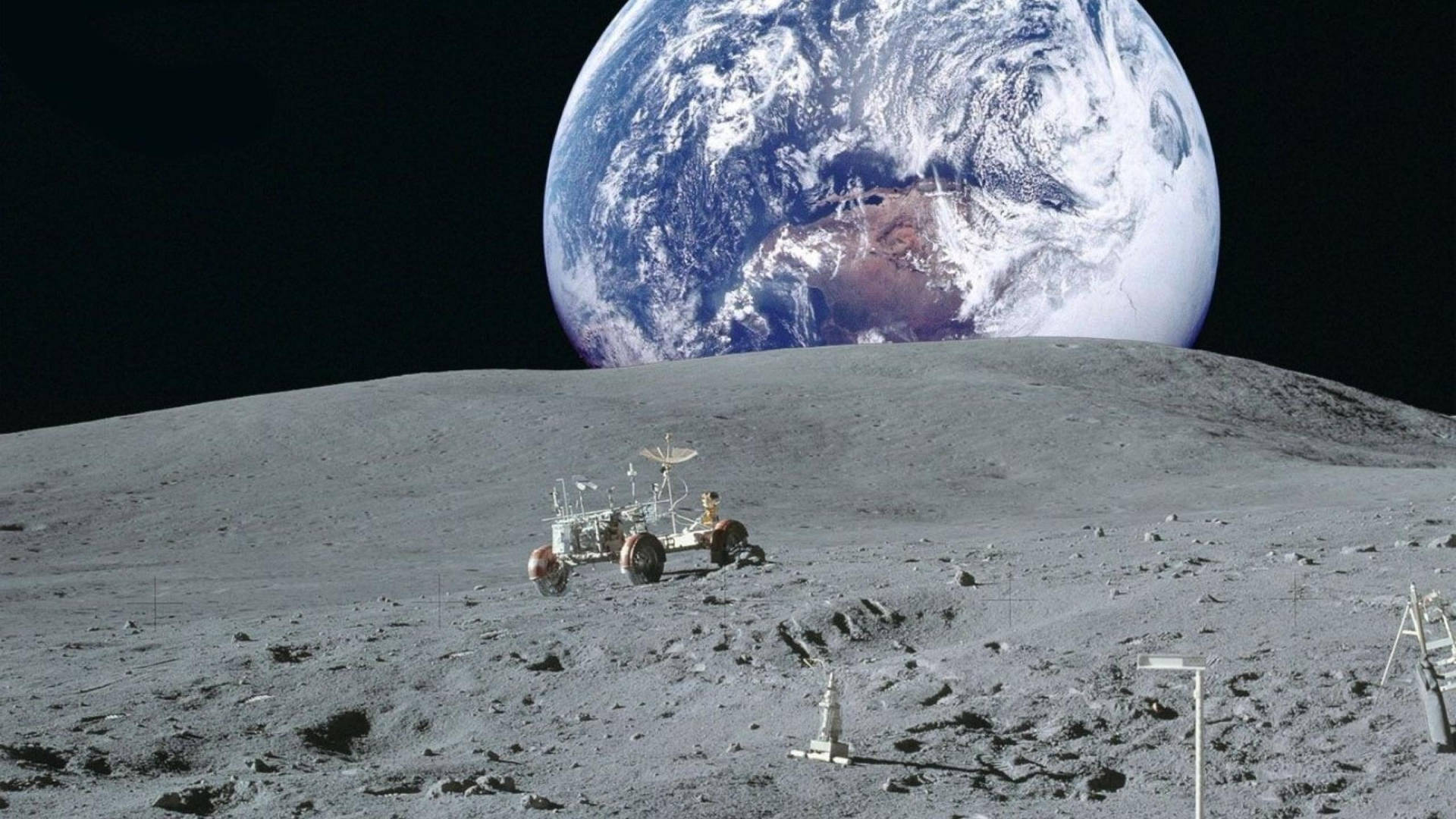 Moon 4k View Of Earth Lunar Rover