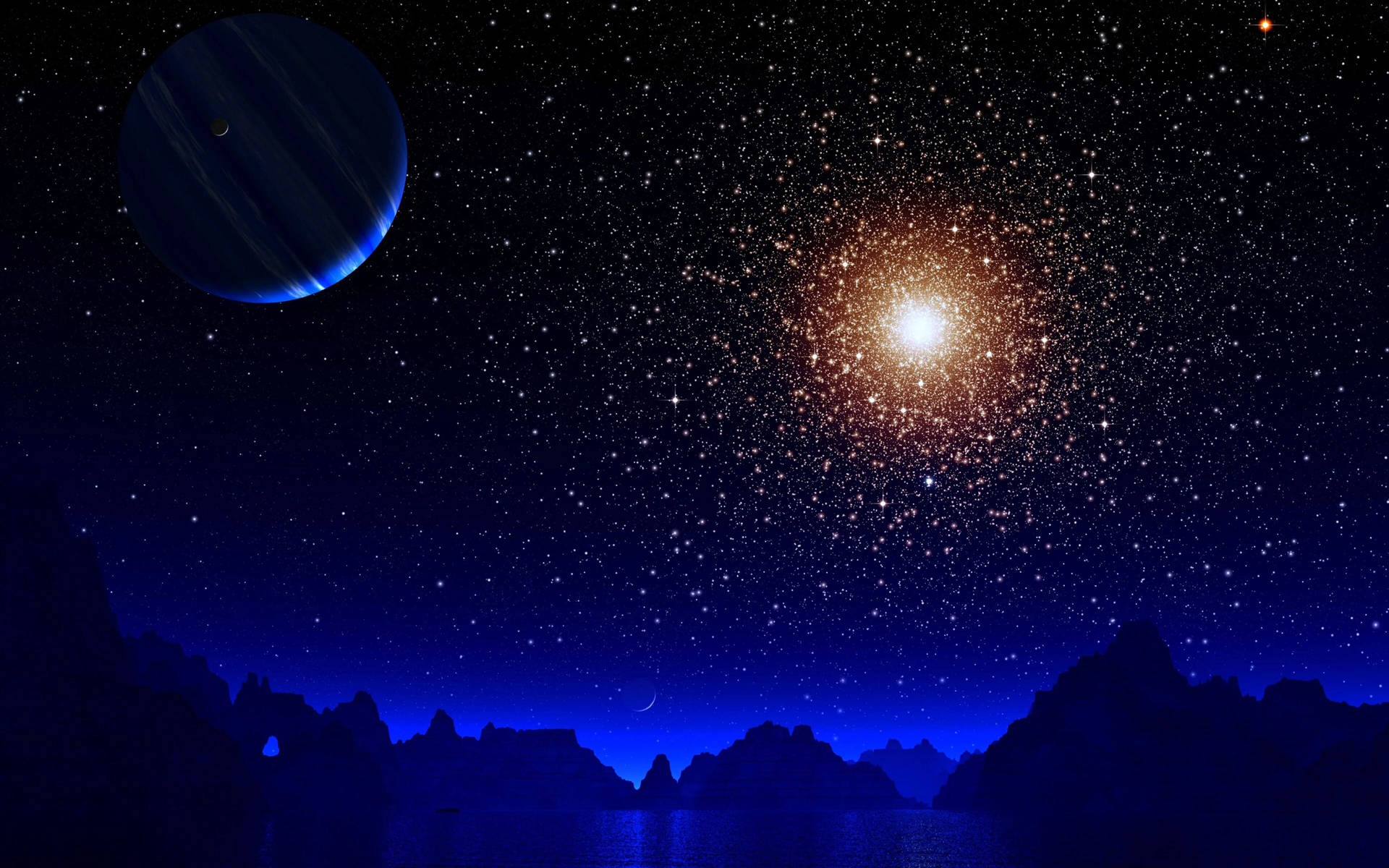 Moon And Burst Of Stars Background