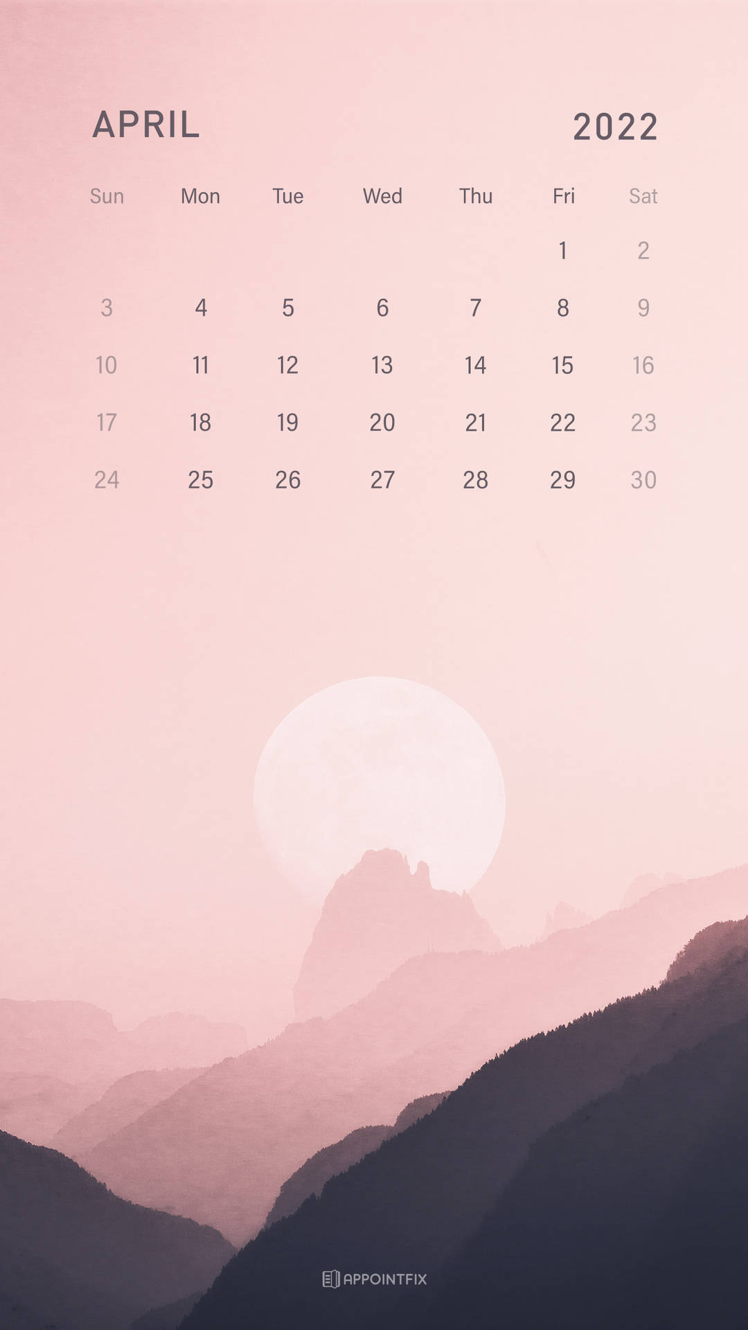 Moon And Mountain April 2022 Calendar