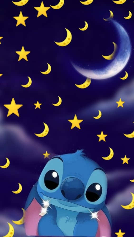 Moon And Star With Adorable Stitch Background