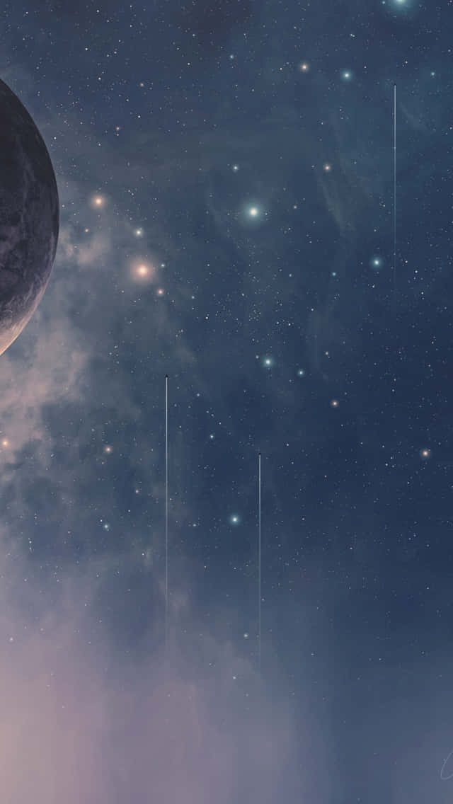 Moon And Stars Iphone And Spaceship Background