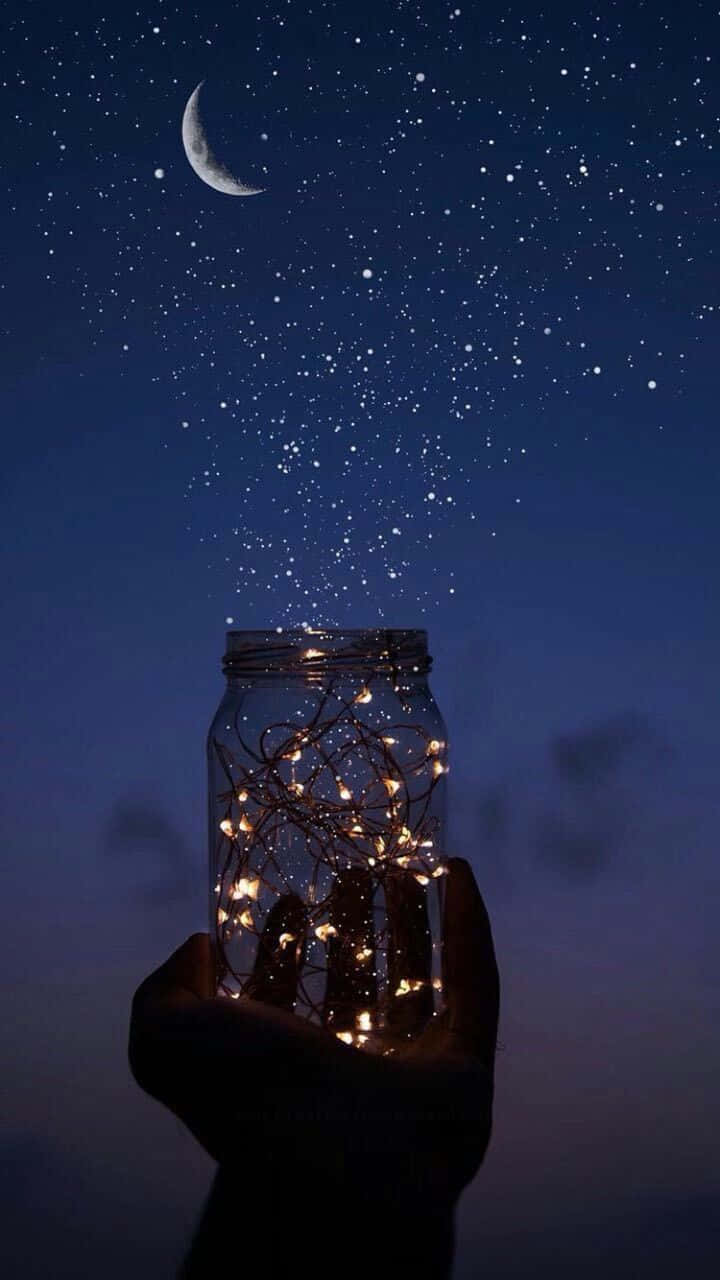 Moon And Stars Iphone Light In A Jar Background