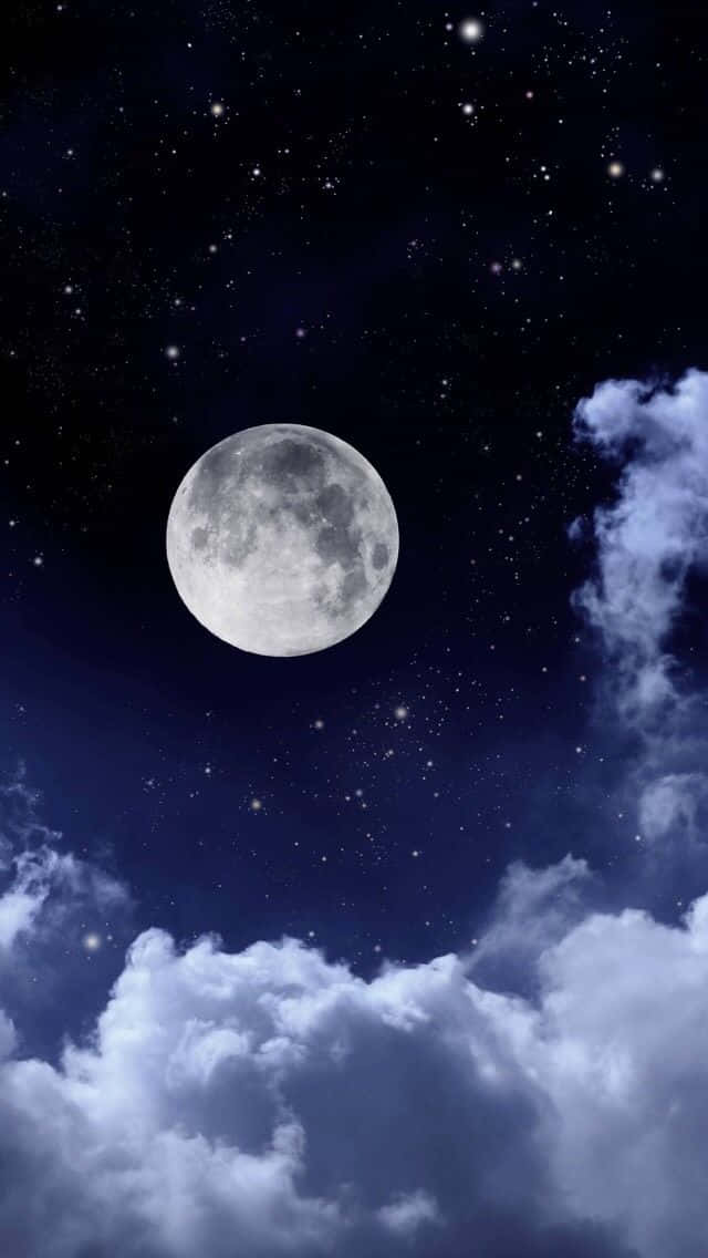 Moon And Stars Iphone Seen With Clouds Background