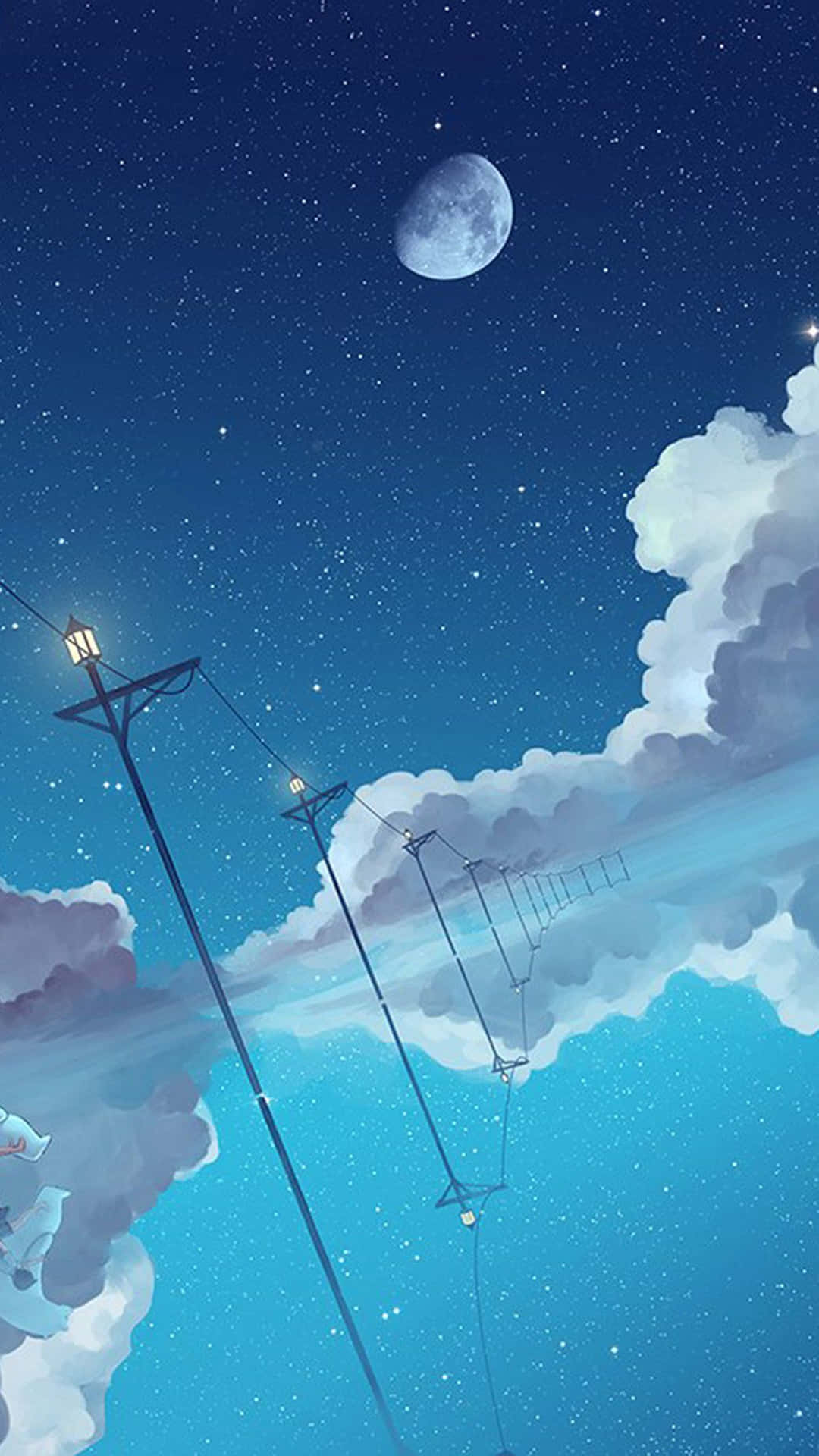 Moon And Stars Phone Anime Background