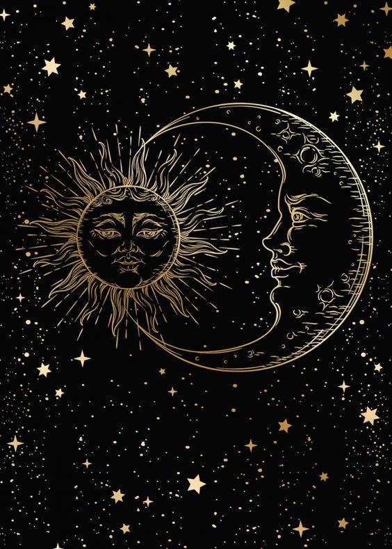 Moon And Sun Spiritual Art Background