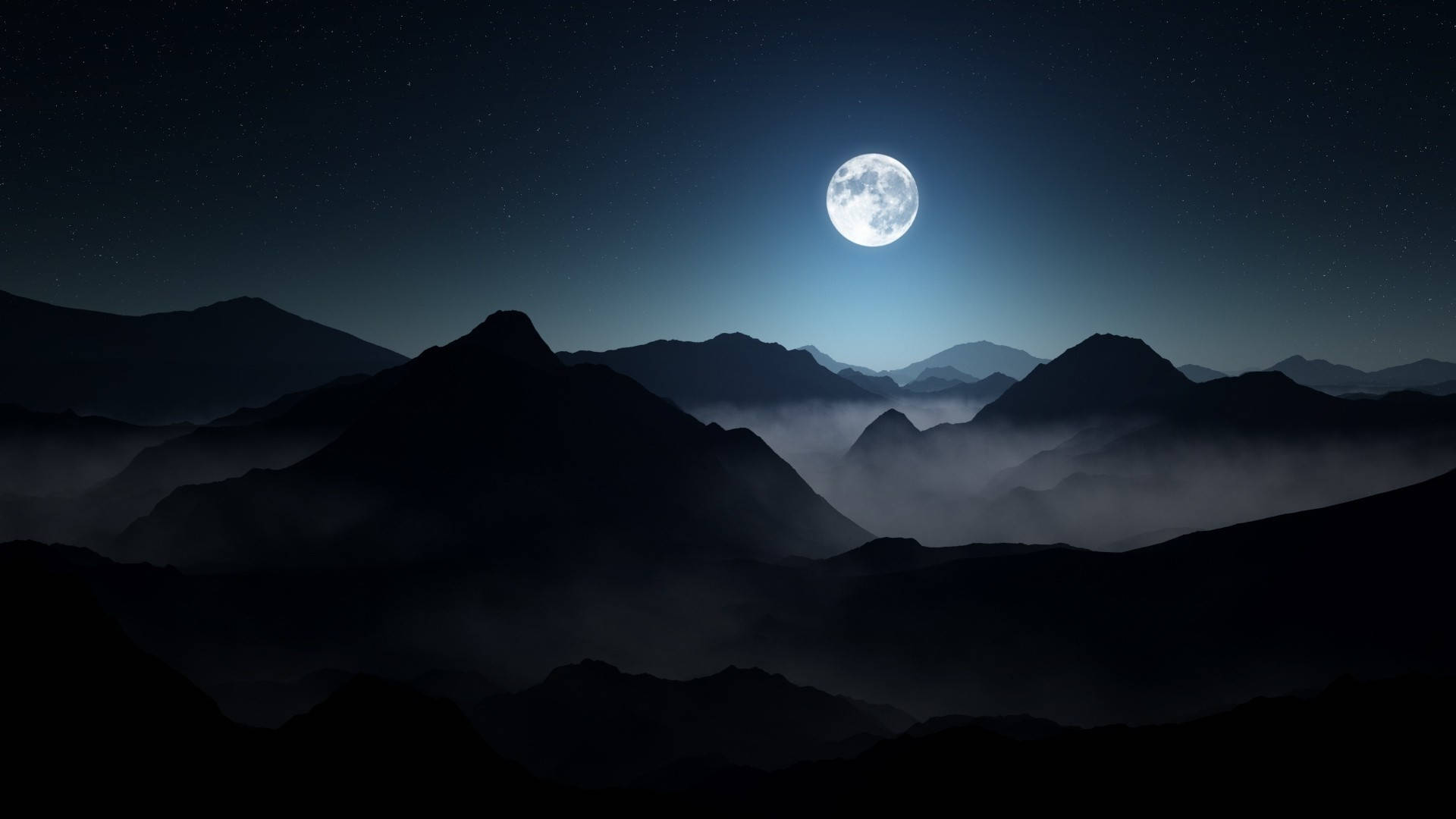 Moon Dark Mountains Themes Background