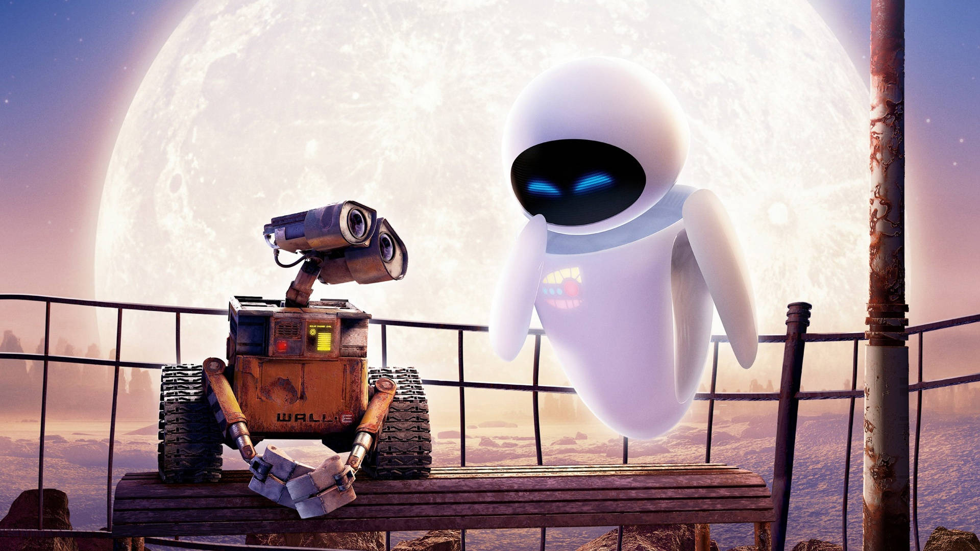 Moon Date Wall E And Eve Background