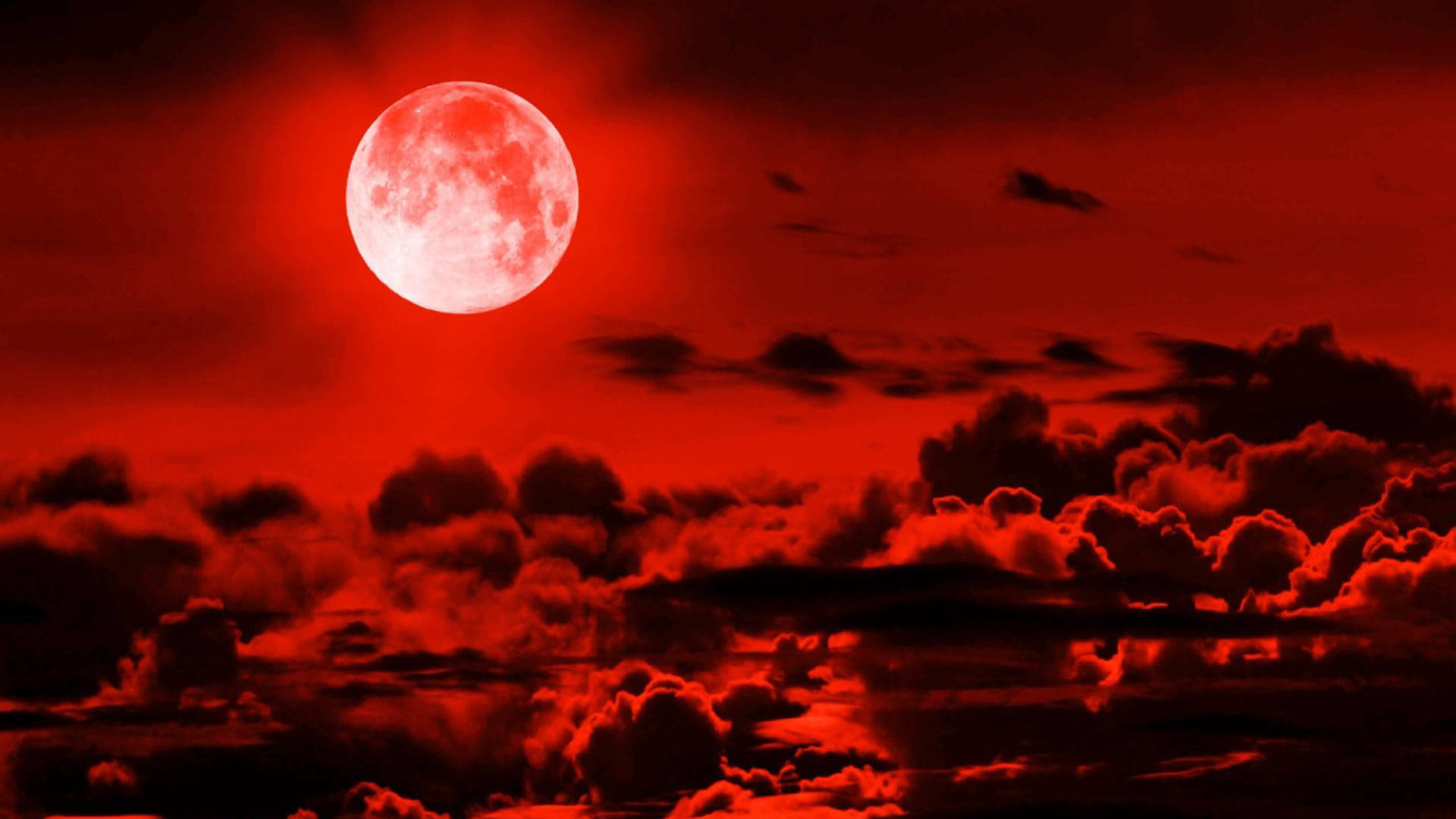 Moon In Red Sky Background