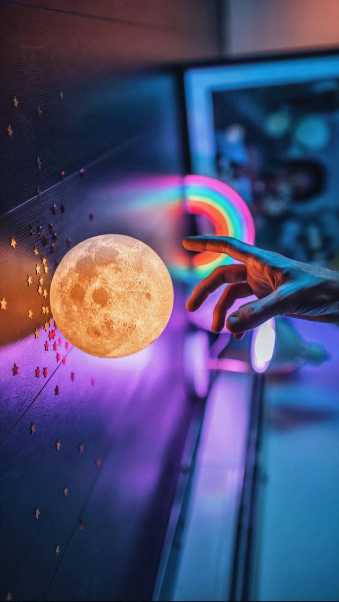Moon Lamp Neon Aesthetic Iphone Background