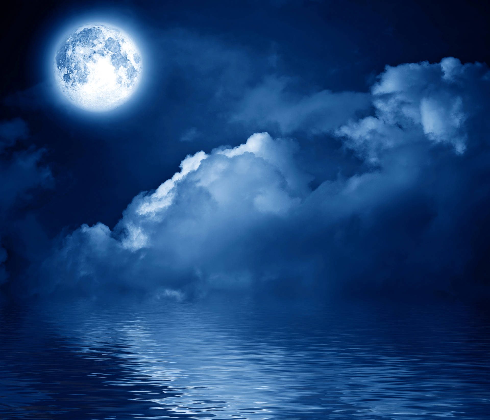 Moon Night Sky Low Clouds Background