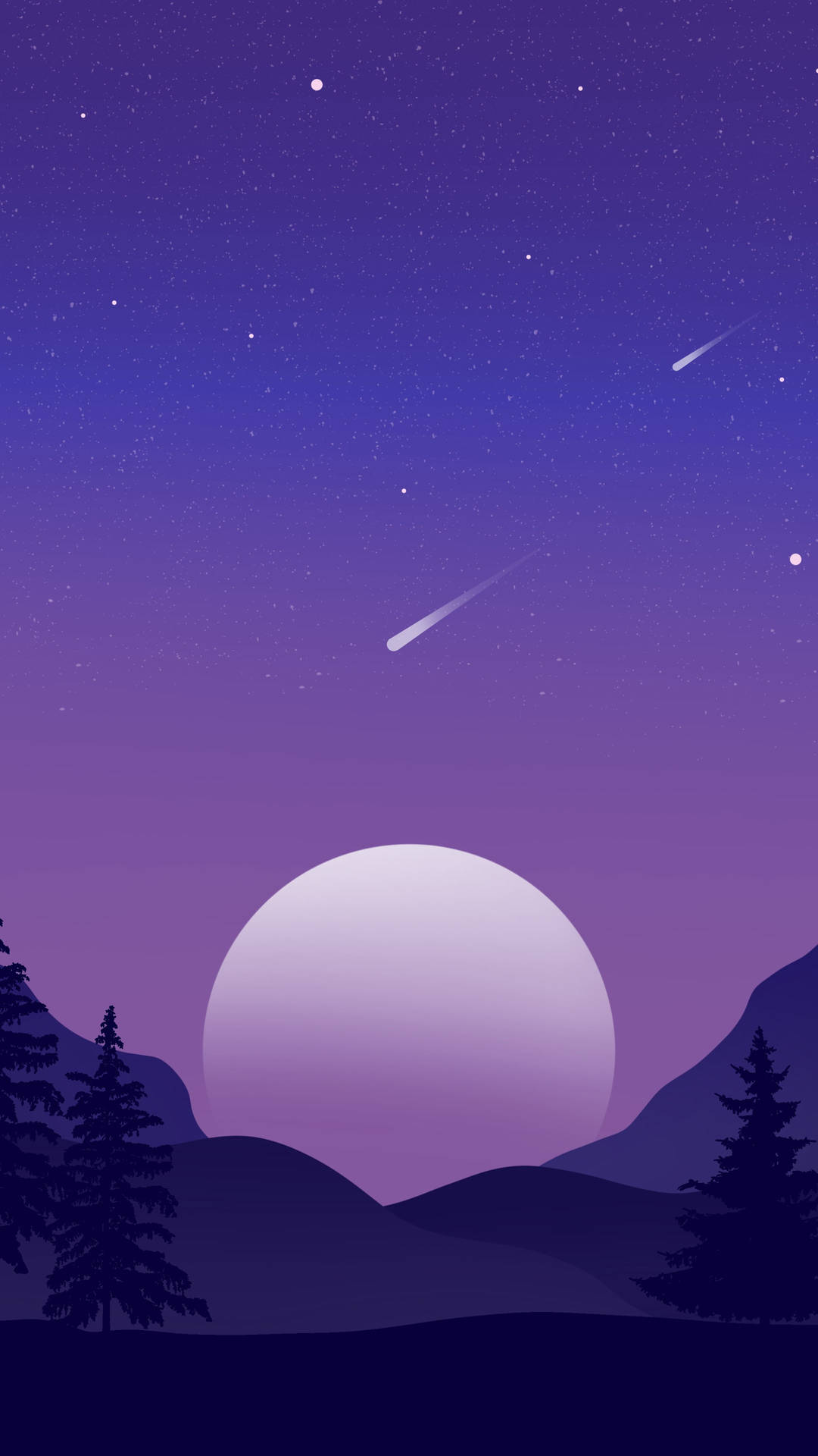 Moon On Dark Purple Night Sky Background
