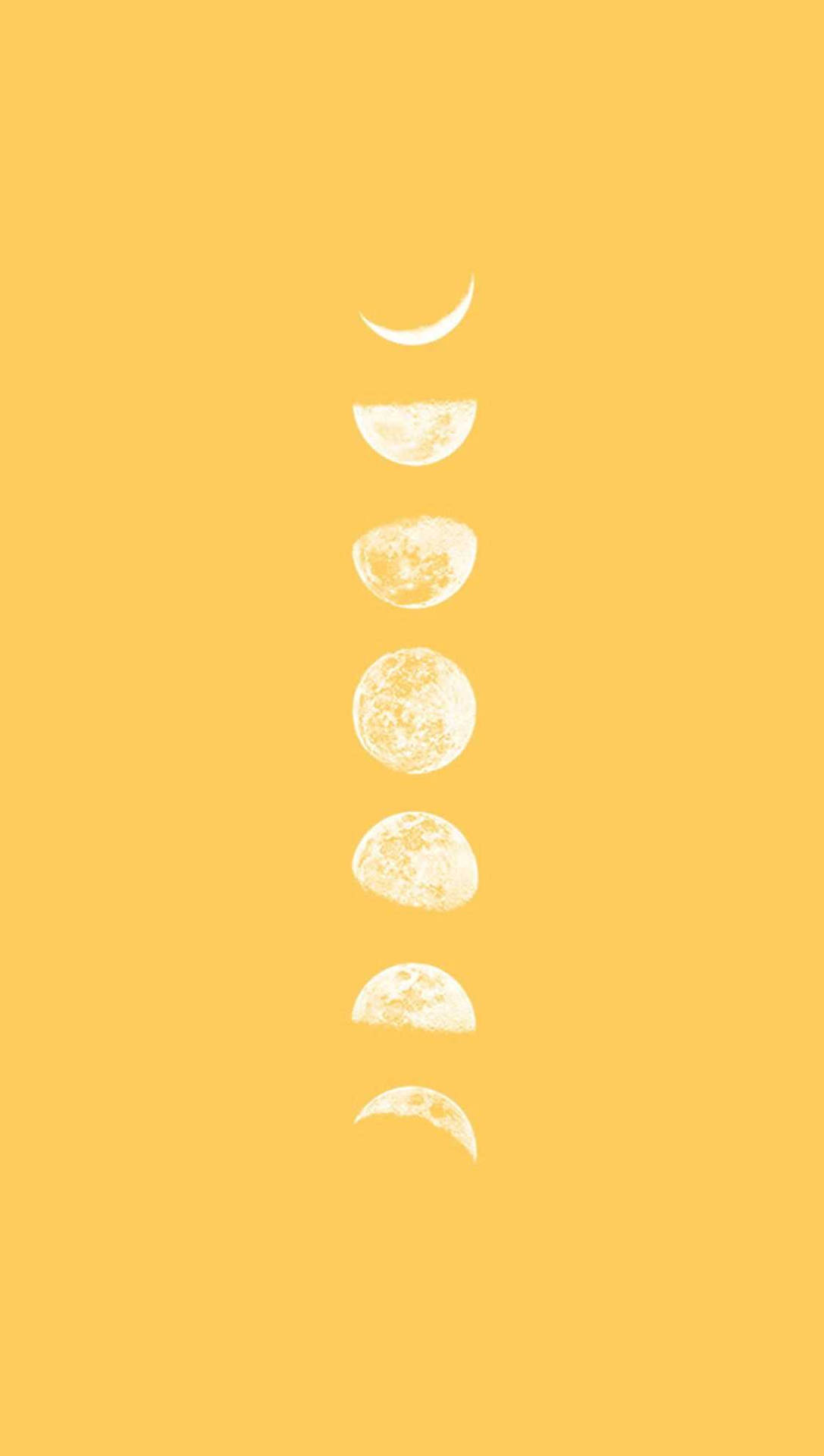Moon Phase Pastel Yellow Aesthetic Background