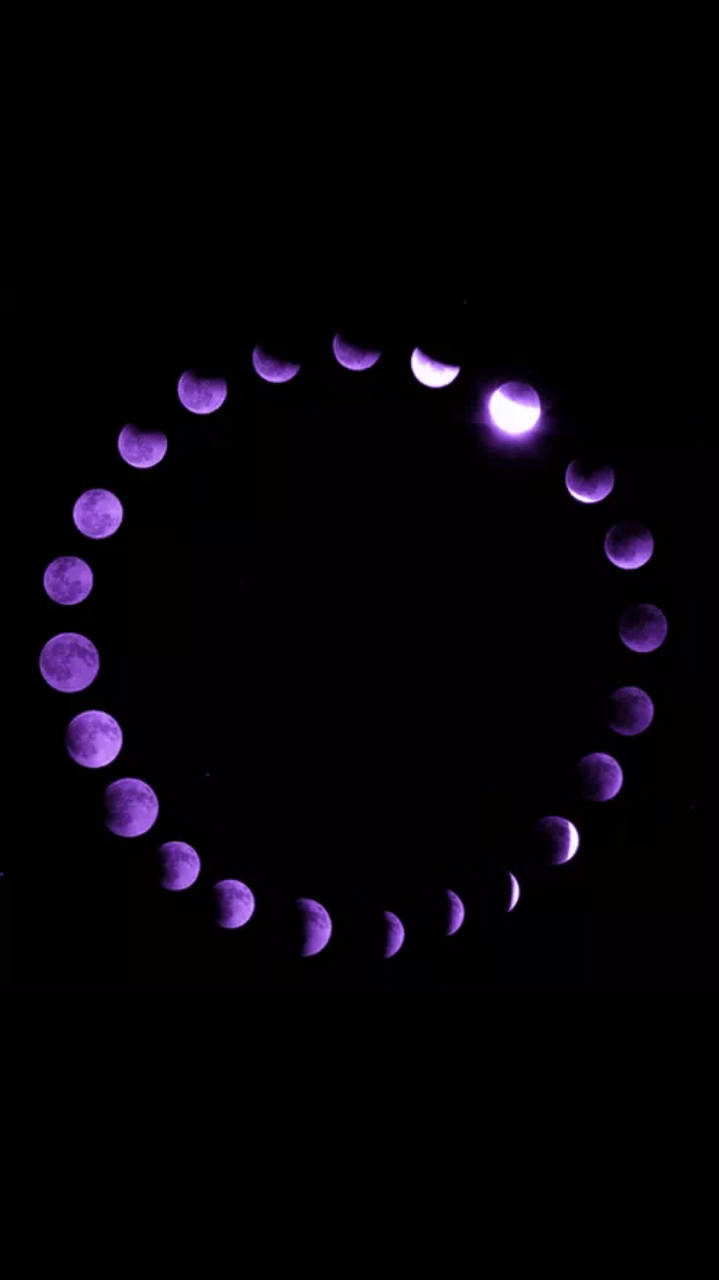 Moon Phases Dark Purple And Black Background