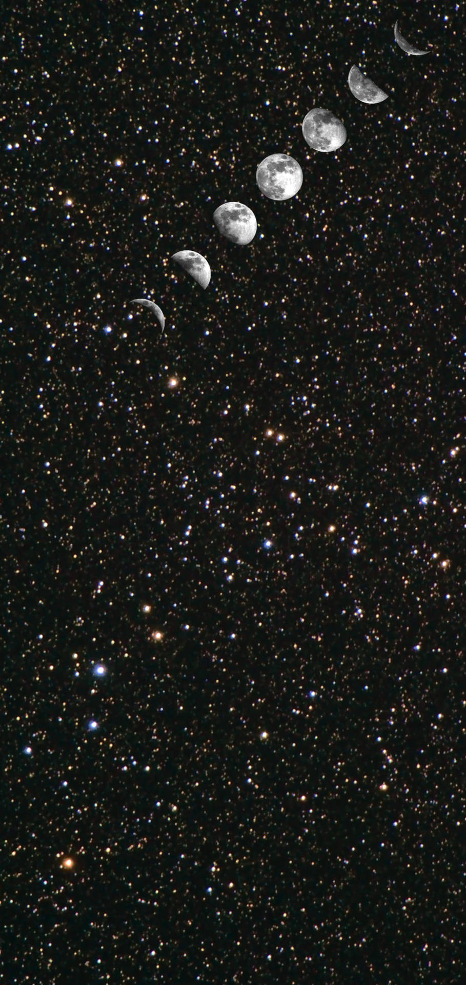 Moon Phases In Star-studded Sky