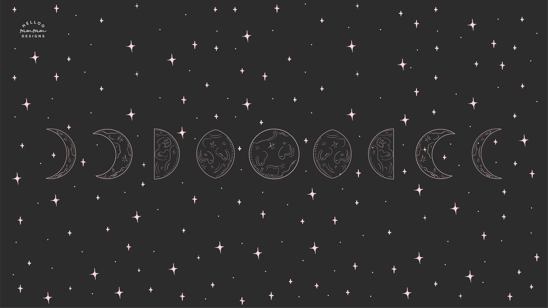 Moon Phases Line Art Background