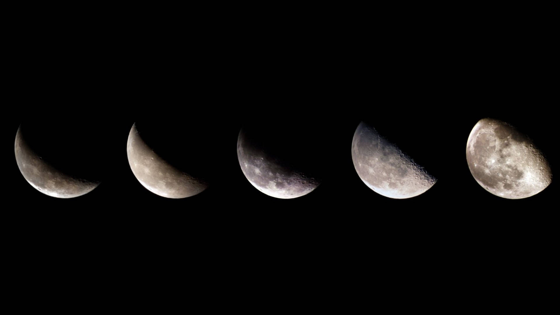 Moon Phases Lined Up In Black Background Background