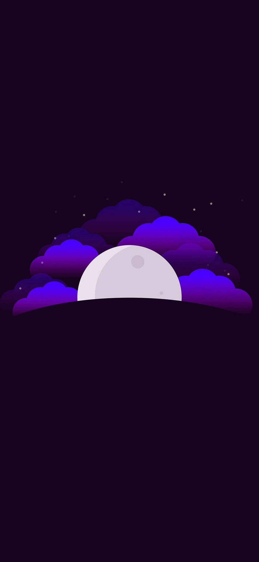 Moon Purple Clouds Minimalist Android Background