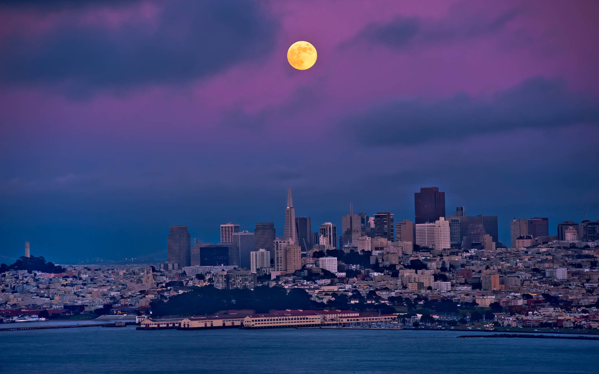 Moon Skyline San Francisco Photography Background