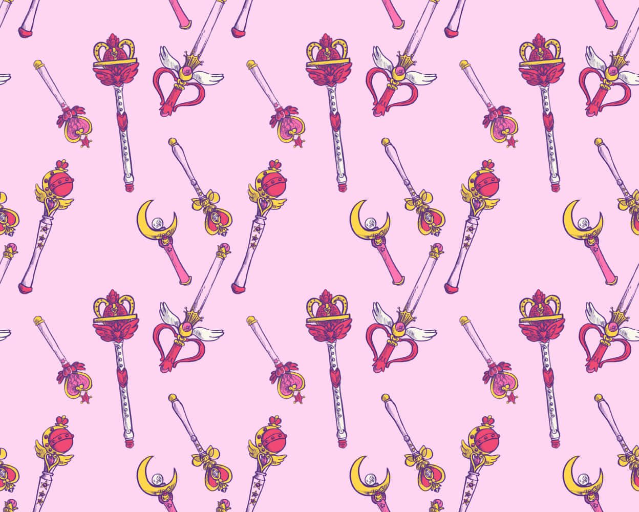 Moon Stick Sailor Moon Pattern Background