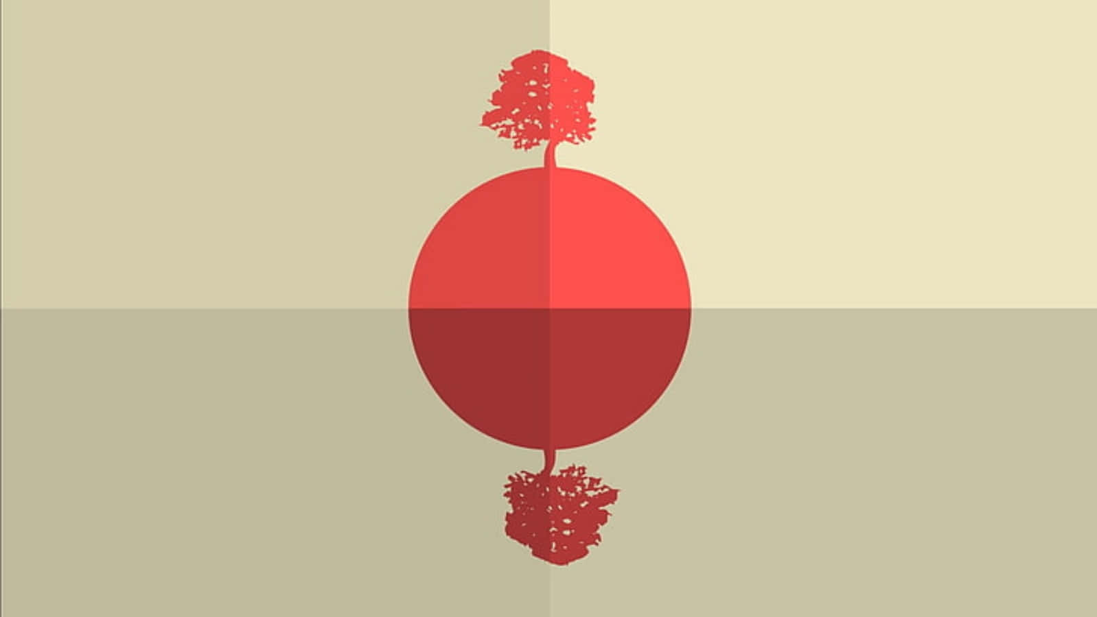 Moon Tree Japanese Minimalist Art Background