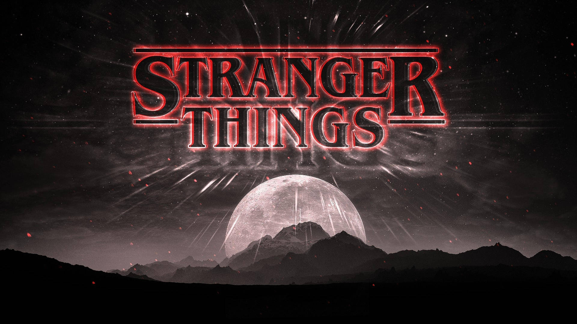 Moon With Mountains Stranger Things 4k Background