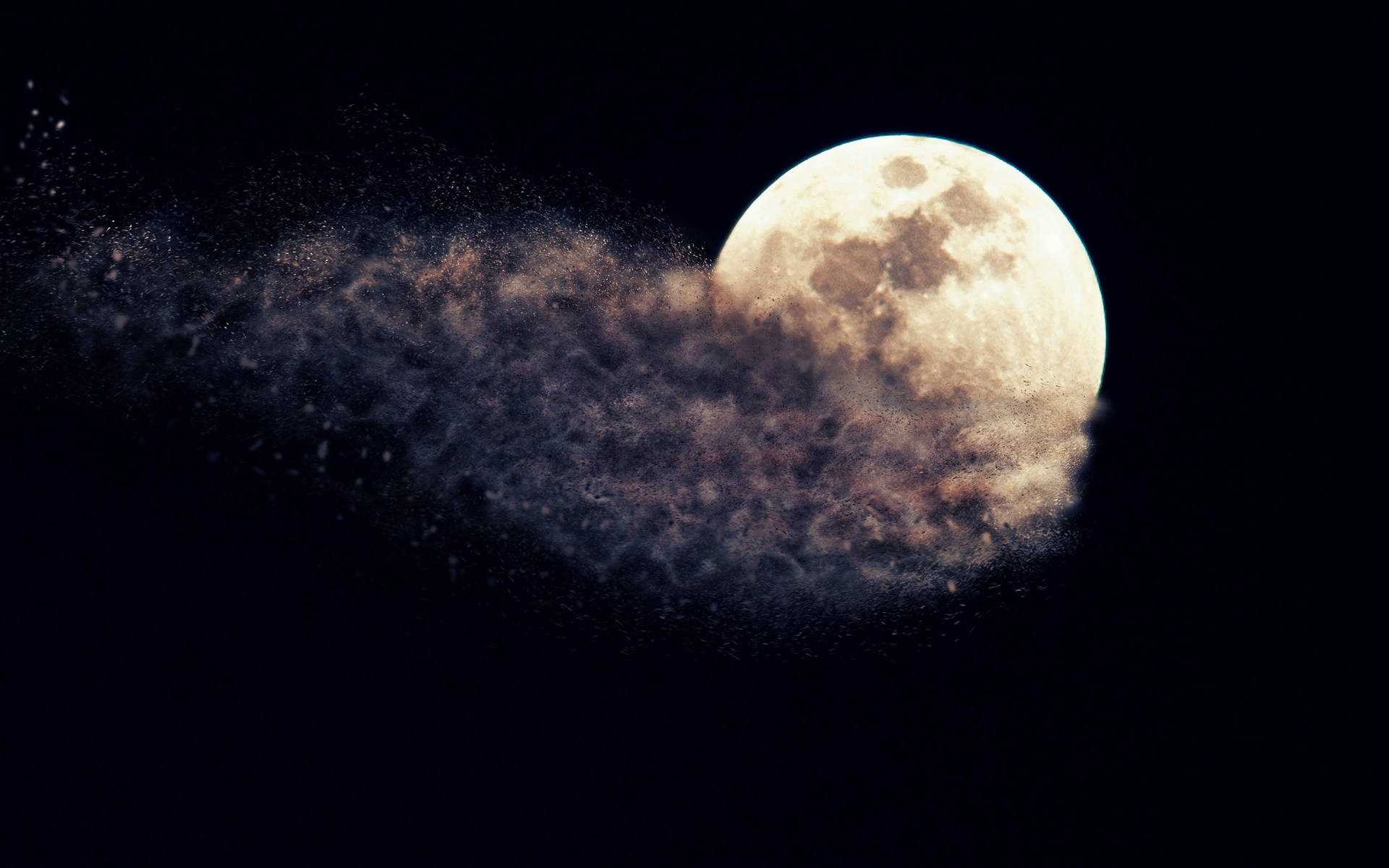 Moonlight 4k With Dark Cloud Trail Background