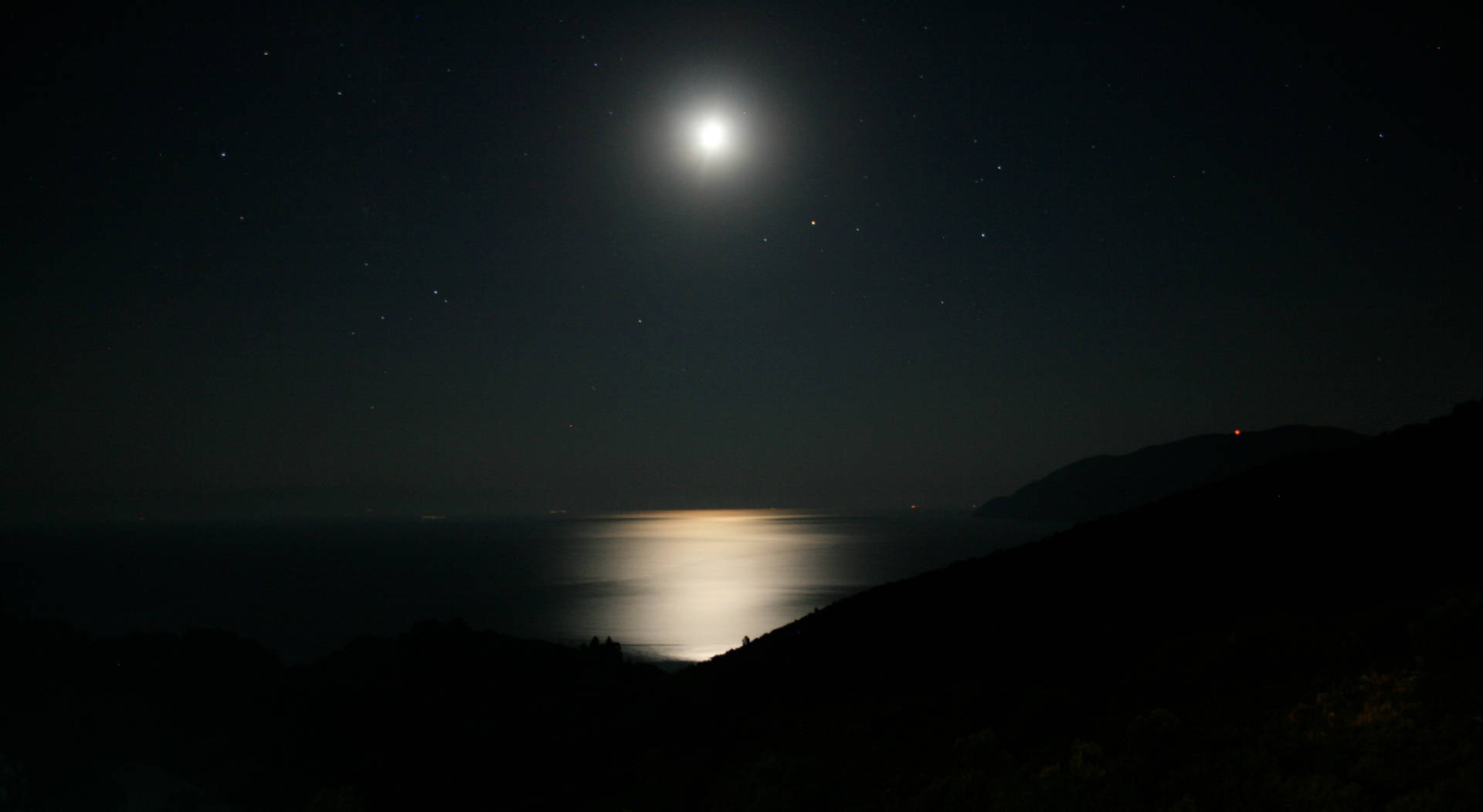 Moonlight In Dark Night Sky Background