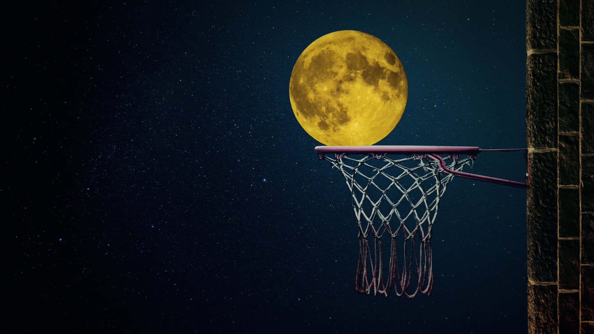 Moonlit Basketball Hoop Night Sky Background