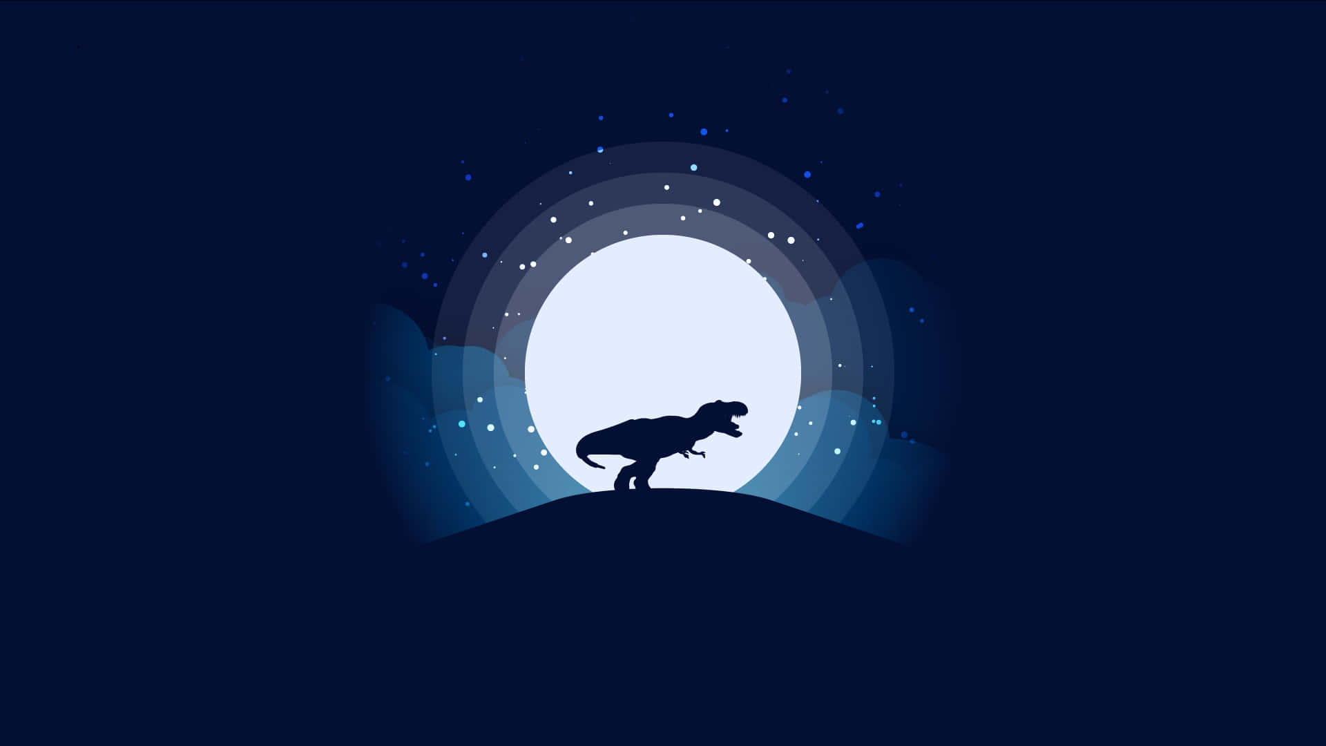 Moonlit Dinosaur Silhouette Desktop Wallpaper Background