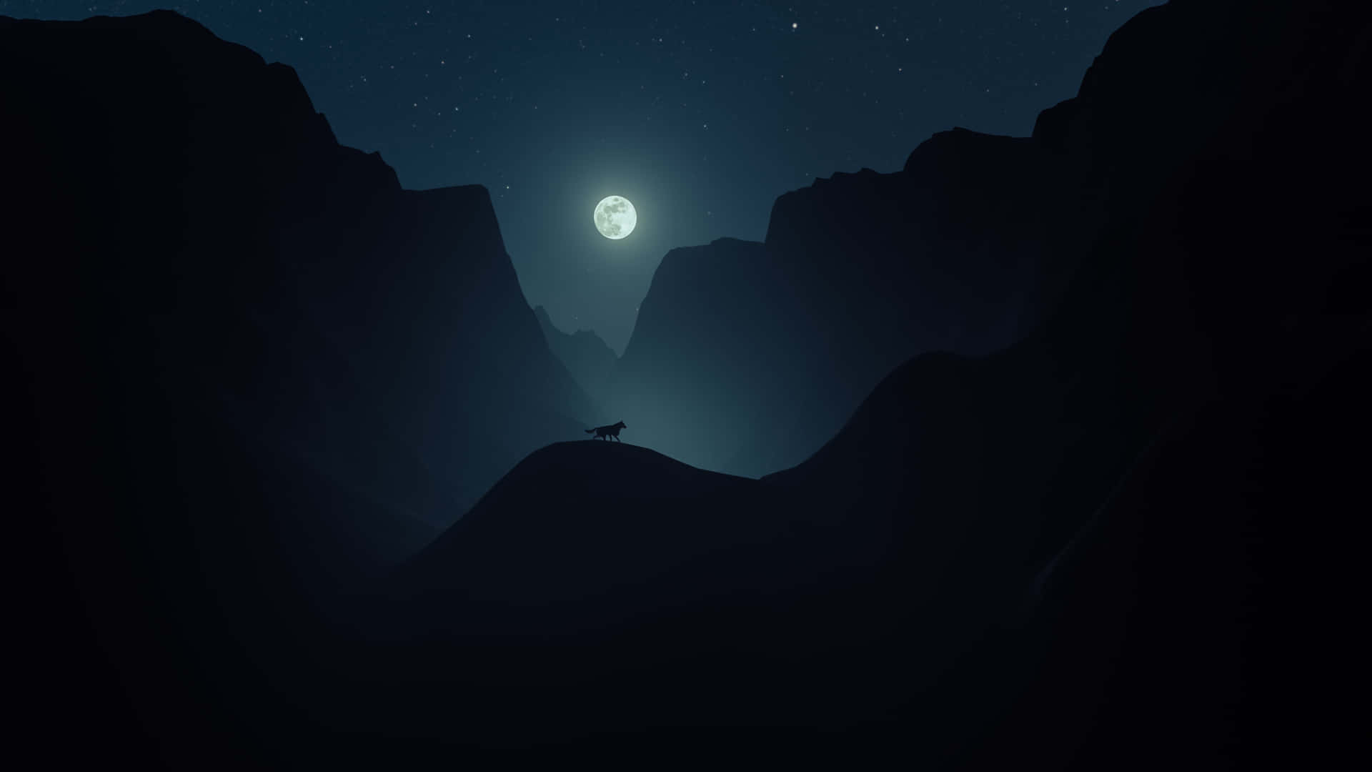 Moonlit_ Silhouette_ Mountain_ Peak_4 K Background