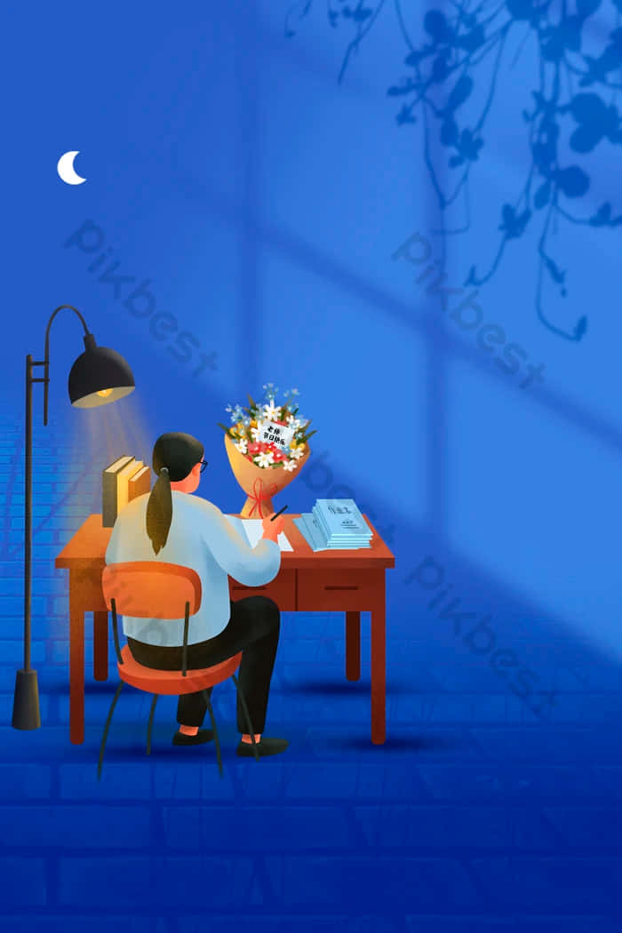 Moonlit Study Session Background