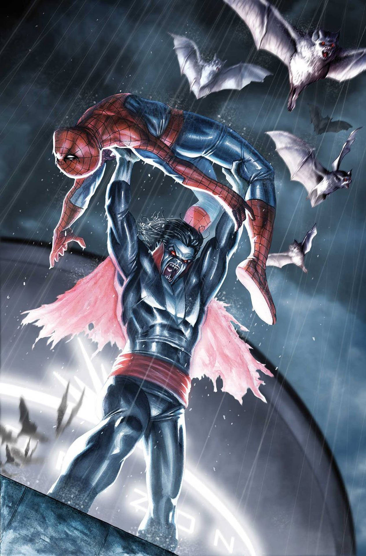 Morbius Carrying Spider-man Background
