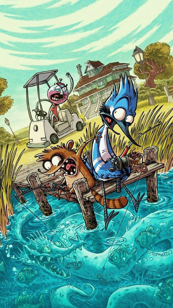 Mordecai And Rigby Distorted Art Background