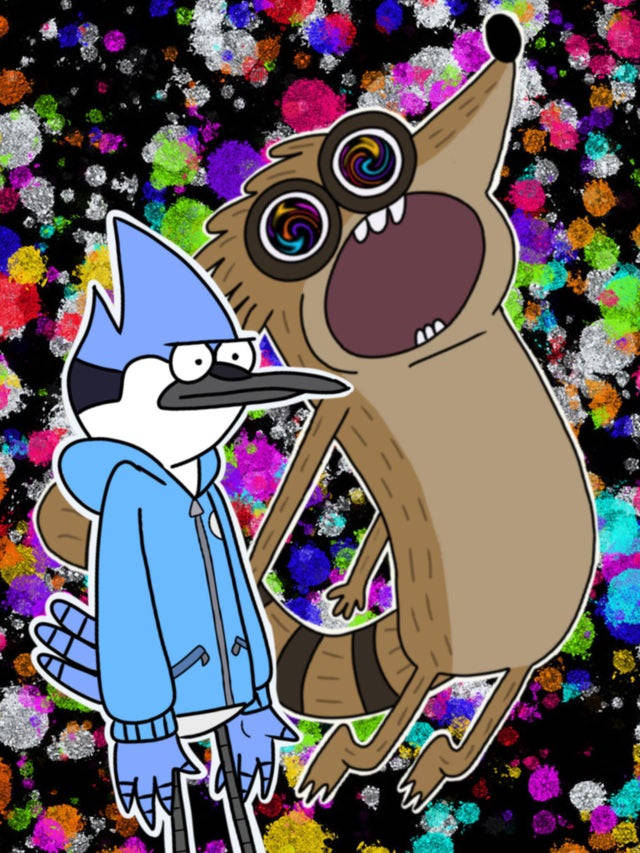 Mordecai And Rigby Trippy Background Background